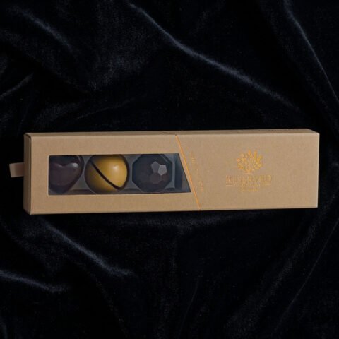 Fyldte chokolader med mørk chokolade - gaveæske med 6 stk - brown box