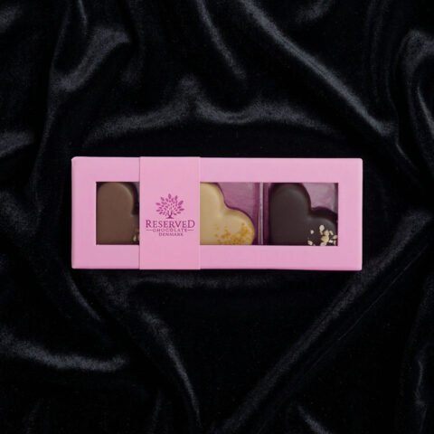 Marcipanhjerter - gaveæske med 3 smage - pink box