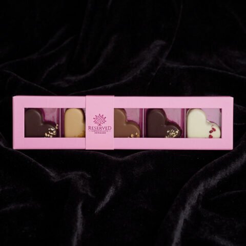 Marcipanhjerter - gaveæske med 5 smage - pink box